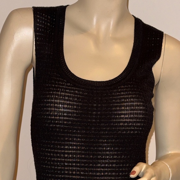 M Missoni Black Pointelle Knit Acrylic Wool Shell Tank Top 42 6 - Picture 2 of 6